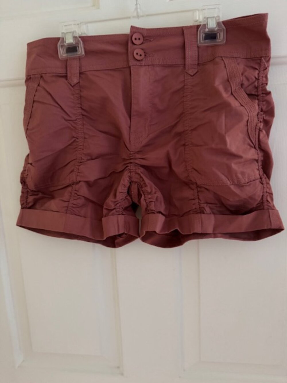 NWT True Craft Tea Rose Utility Shorts • Ruched Seams • Sz 8